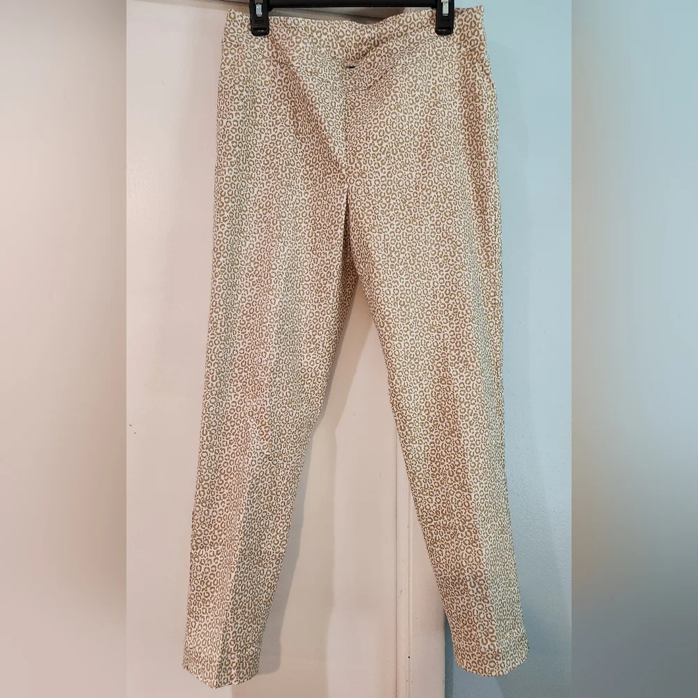 Women's Slimsation White Pants with Tan/Brown Circle Pattern size 12 - Picture 2 of 5